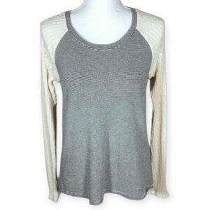 MICHAEL STARS BLACK & WHITE STRIPE  W/BEIGE SLEEVES SZ.OS EUC